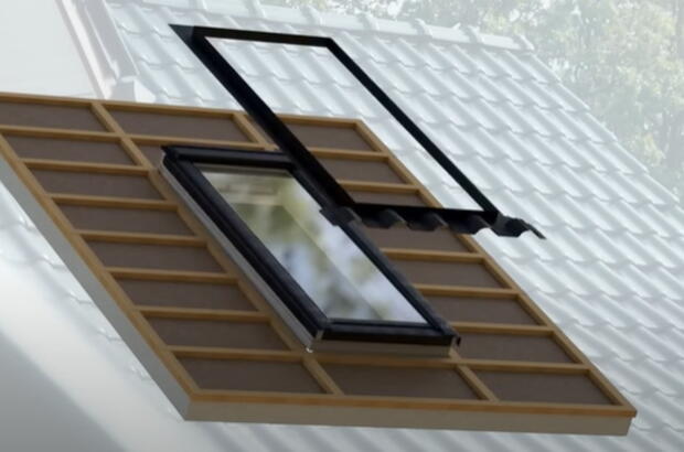 Ausschnitt eines Daches mit Dachfenster und Eindeckrahmen | VELUX Magazin