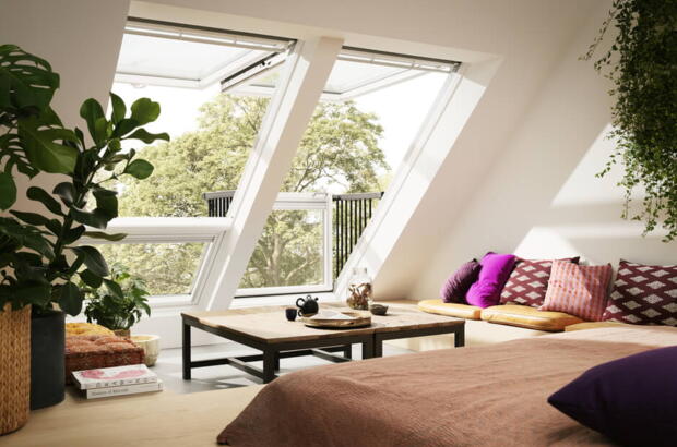 Schlafzimmer mit VELUX Lichtlösung DACHBALKON | VELUX Magazin